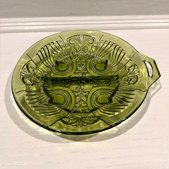 Vintage Green Glass Plate - Picture 1 of 9